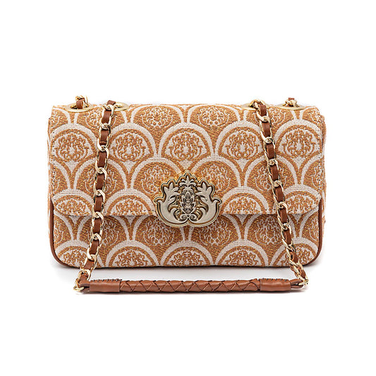 BOLSA BAGUETE SIRENA MÉDIA JACQUARD CAMEL
