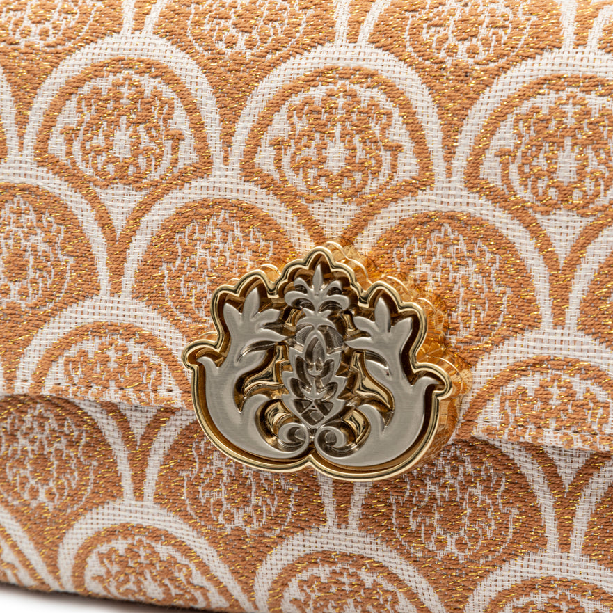 BOLSA BAGUETE SIRENA MÉDIA JACQUARD CAMEL