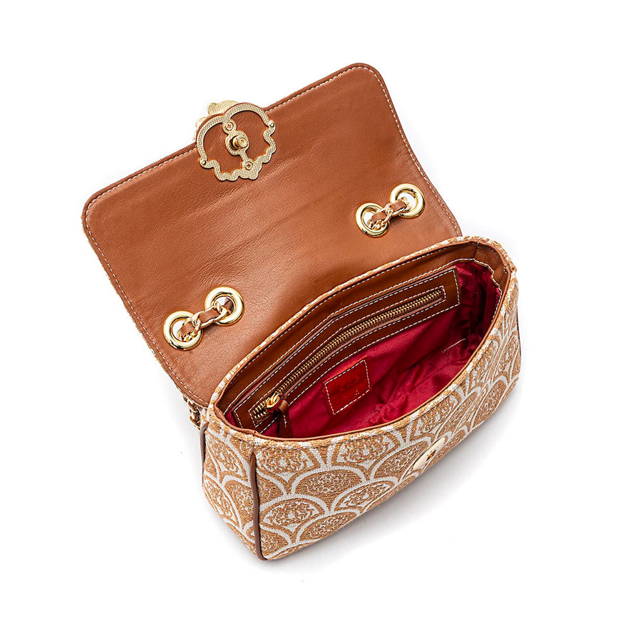 BOLSA BAGUETE SIRENA MÉDIA JACQUARD CAMEL
