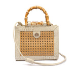 BOLSA DIANA MÉDIA PALHA SEXTAVADA E COURO MAXI CROCO CHANTILY