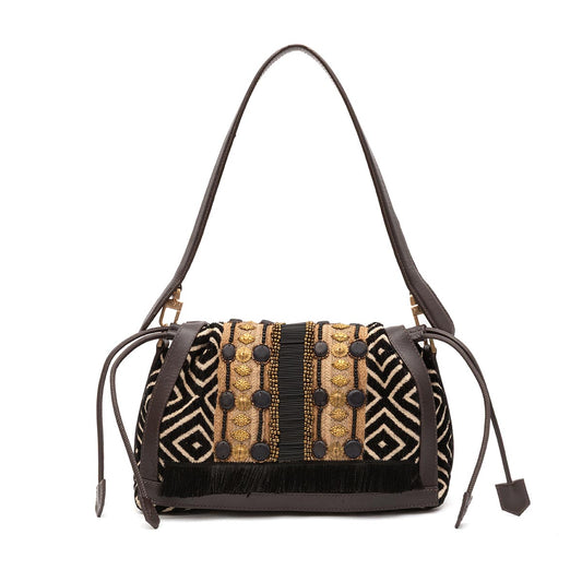 BOLSA FLAP TAPECARIA BORDADA