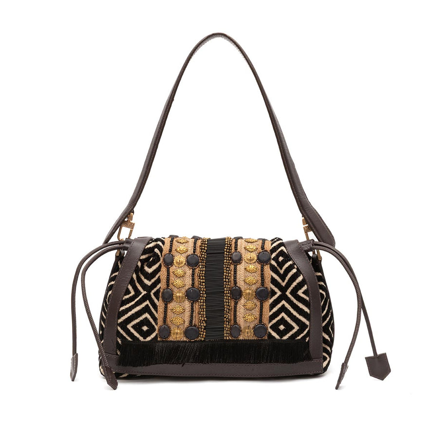 BOLSA FLAP TAPECARIA BORDADA
