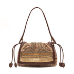 BOLSA FLAP TAPEÇARIA BORDADA PRETO