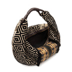 BOLSA MAXI HOBO TAPEÇARIA BORDADA PRETO