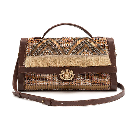 BOLSA TOP HANDLE TAPECARIA BORDADA