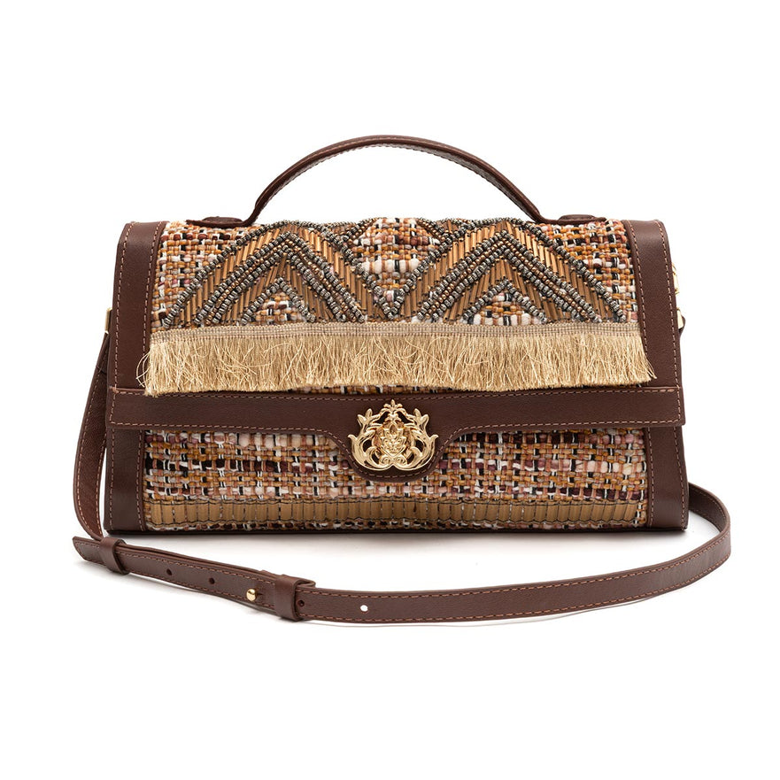 BOLSA TOP HANDLE TAPECARIA BORDADA