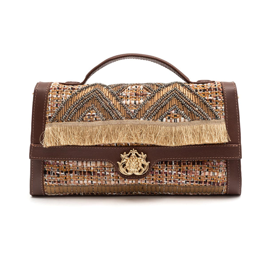BOLSA TOP HANDLE TAPECARIA BORDADA