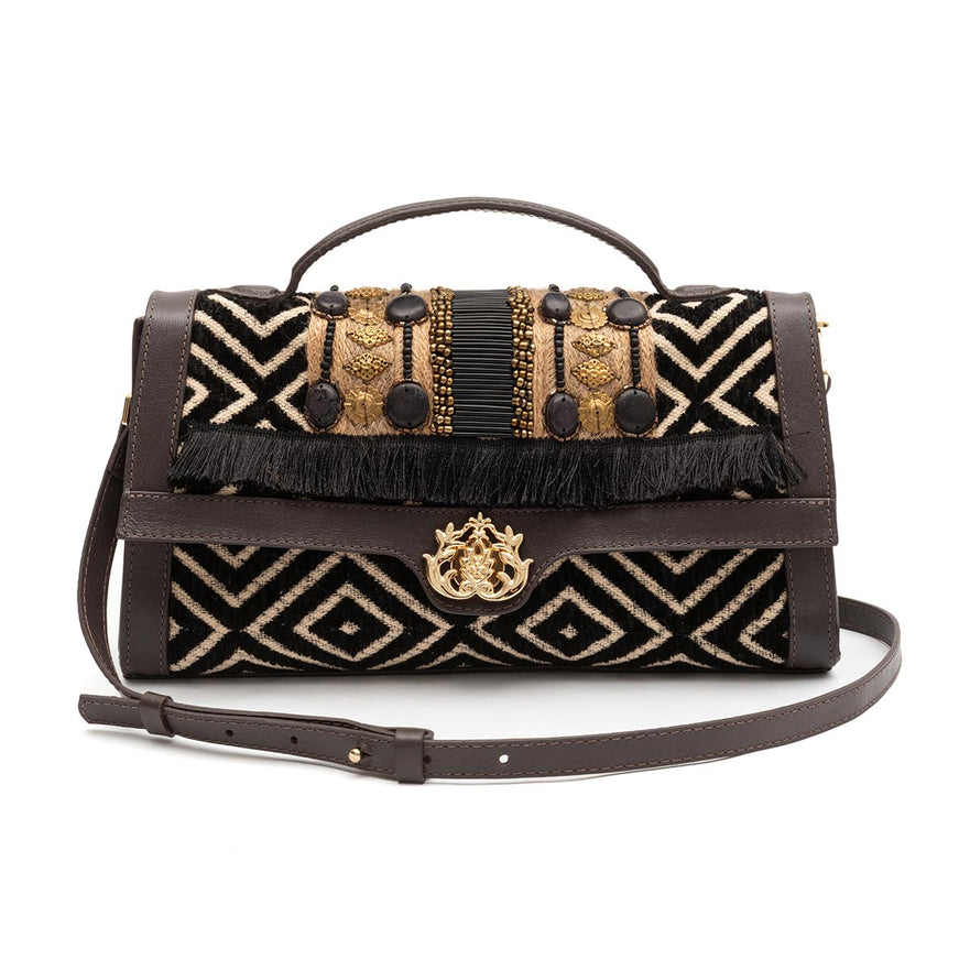 BOLSA TOP HANDLE TAPECARIA BORDADA