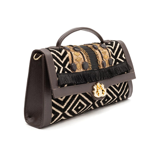 BOLSA TOP HANDLE TAPECARIA BORDADA