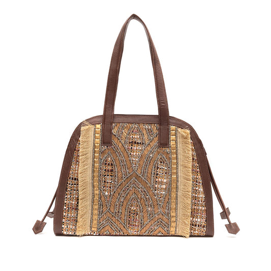 EMBROIDERED UPHOLSTERY TOTE BAG