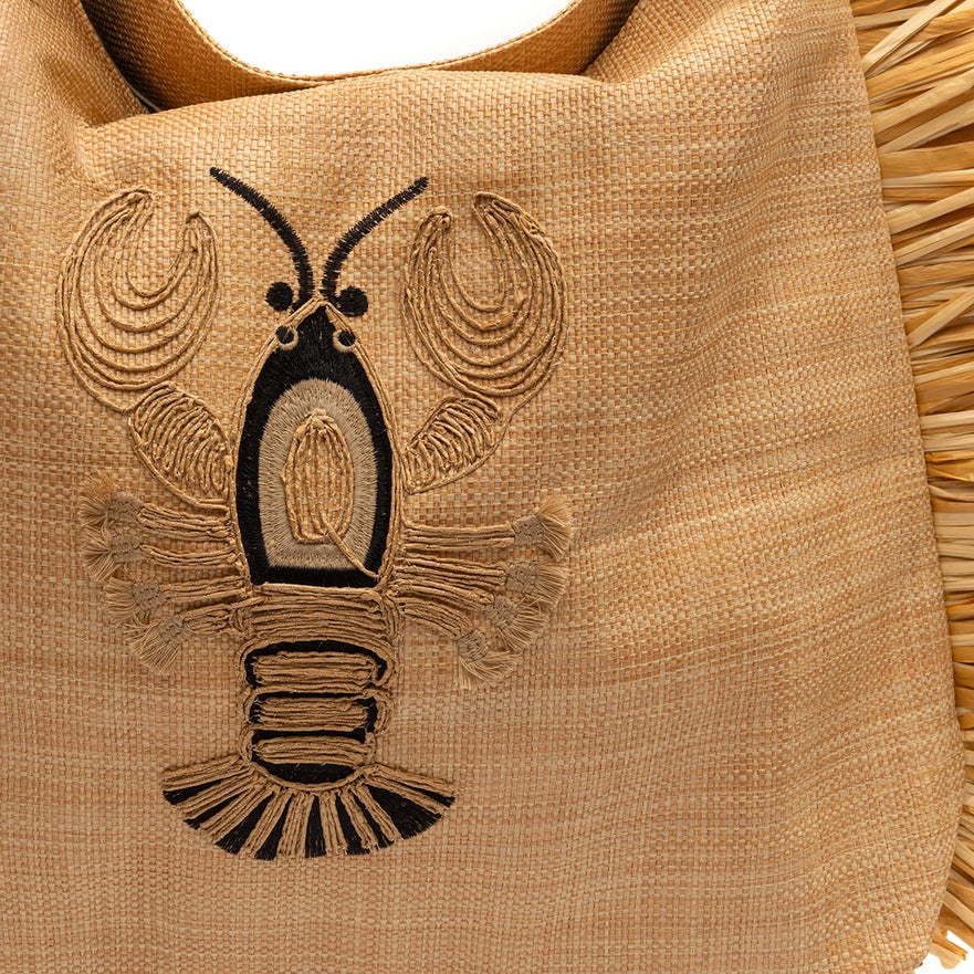 BOLSA HOBO PALHA OURO LAGOSTA
