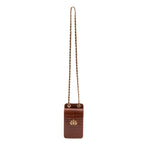 POUCH ANNE COM TAMPA MAXI CROCO BROWNIE OURO