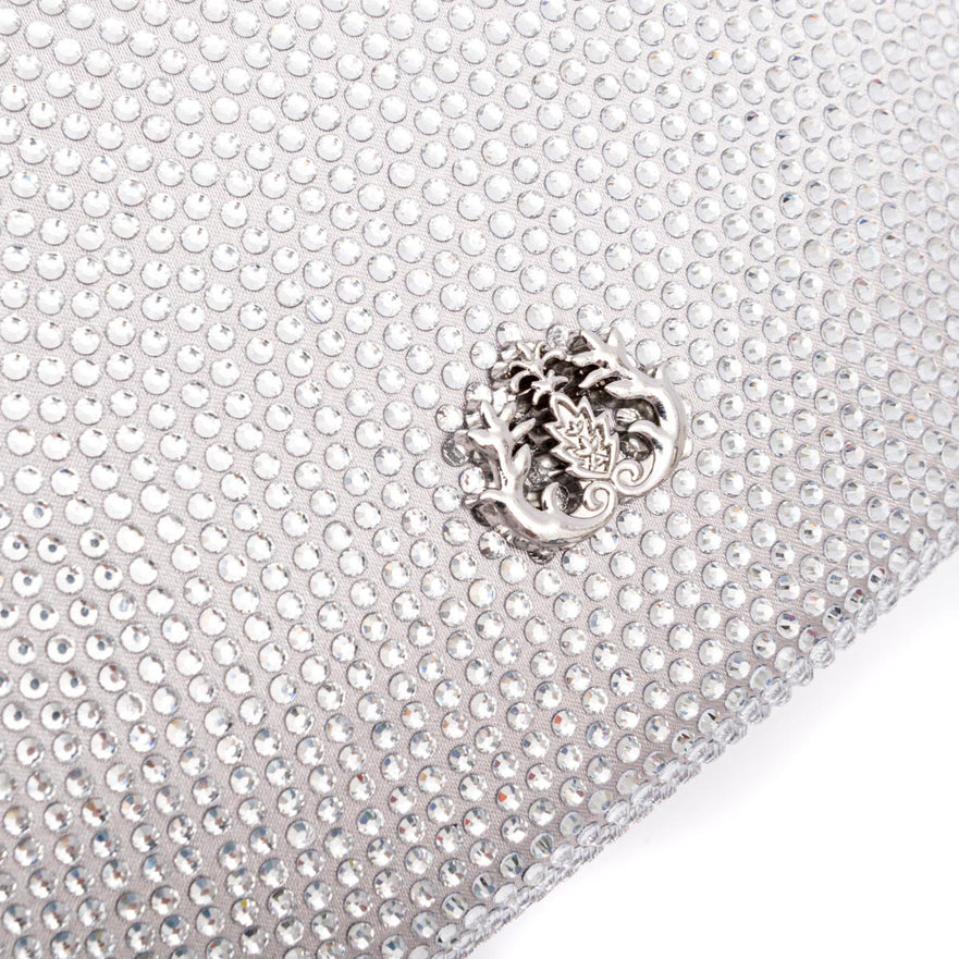 Clutch Abaulada Cristais Prata