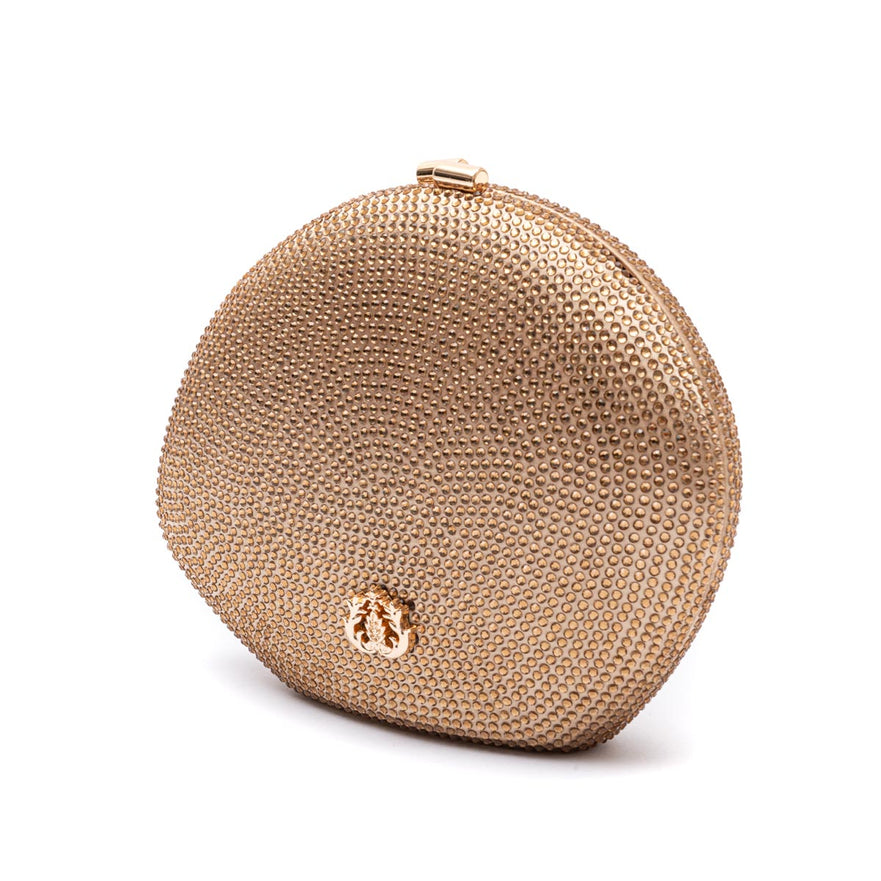 Domed Crystal Clutch Gold