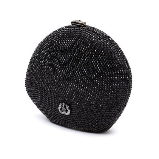 Clutch Cristais Abaulada Preta