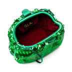 MINI POUCH EM PAETÊ VERDE MATTE