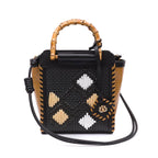 MINI BOLSA CARRÉ RAFIA NAPOLI PRETA