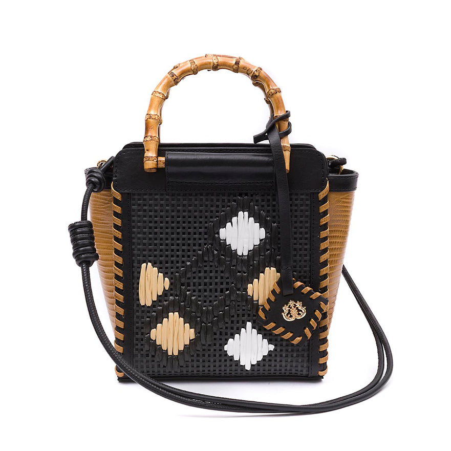 MINI BOLSA CARRÉ RAFIA NAPOLI PRETA