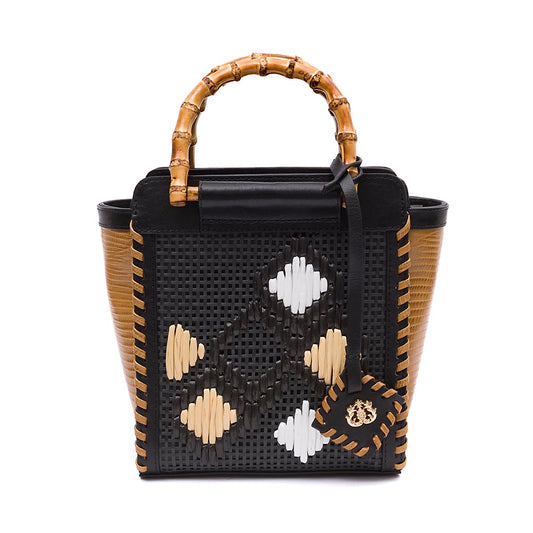 MINI BOLSA CARRÉ RAFIA NAPOLI PRETA