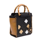 MINI BOLSA CARRÉ RAFIA NAPOLI PRETA