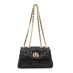 MINI BOLSA FLAP TRESSÊ PRETO OURO