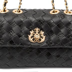 MINI BOLSA FLAP TRESSÊ PRETO OURO