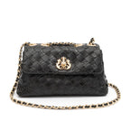 MINI BOLSA FLAP TRESSÊ PRETO OURO