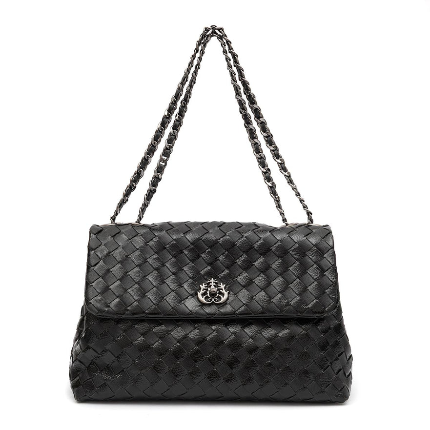 BOLSA HELEN FLAP TRESSÊ GLOSS PRETO ONIX