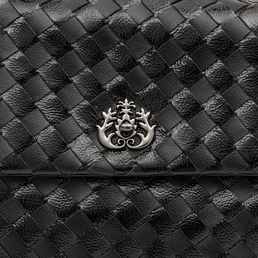 BOLSA HELEN FLAP TRESSÊ GLOSS PRETO ONIX