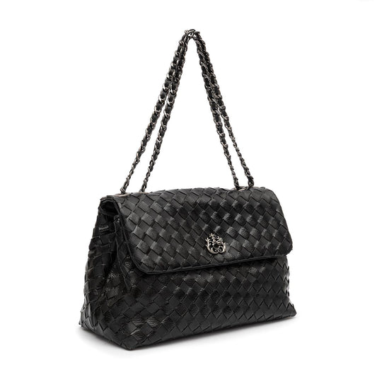 BOLSA HELEN FLAP TRESSÊ GLOSS PRETO ONIX