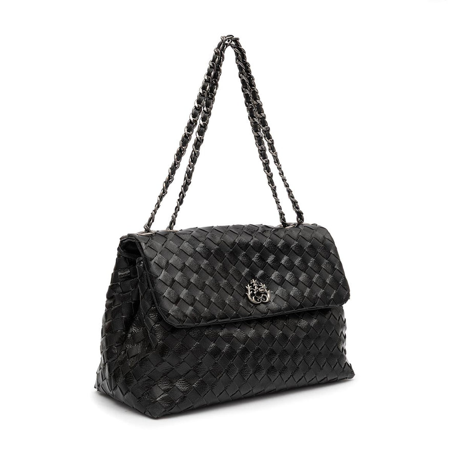 BOLSA HELEN FLAP TRESSÊ GLOSS PRETO ONIX
