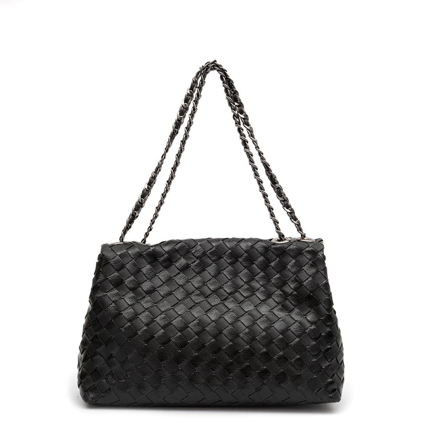 BOLSA HELEN FLAP TRESSÊ GLOSS PRETO ONIX