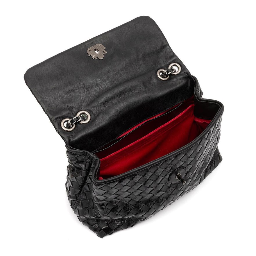 BOLSA HELEN FLAP TRESSÊ GLOSS PRETO ONIX