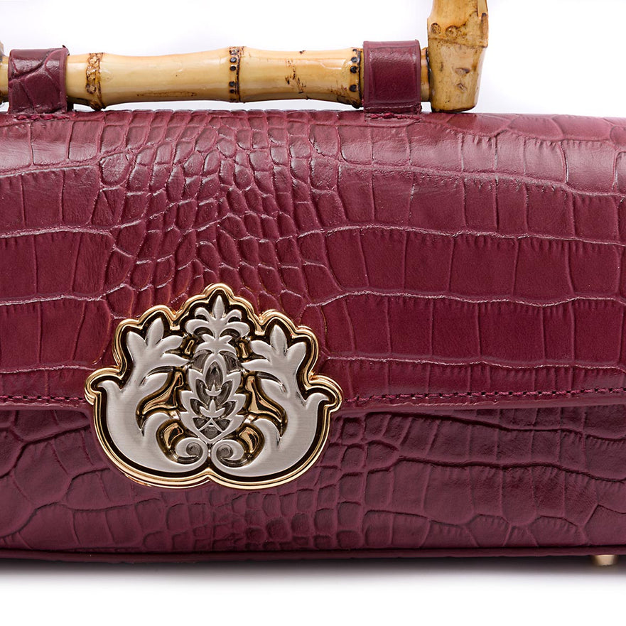 BOLSA TOP HANDLE EAST WEST NEW CROCO BURGUNDY