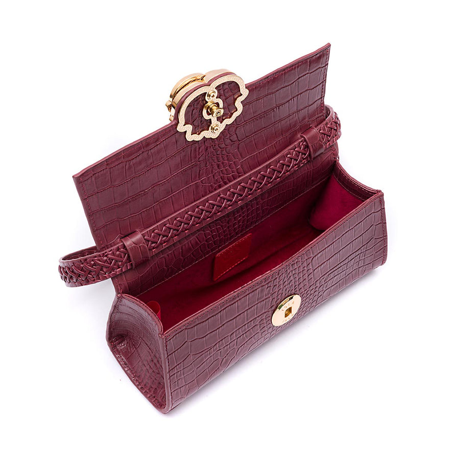 BOLSA TOP HANDLE EAST WEST NEW CROCO BURGUNDY