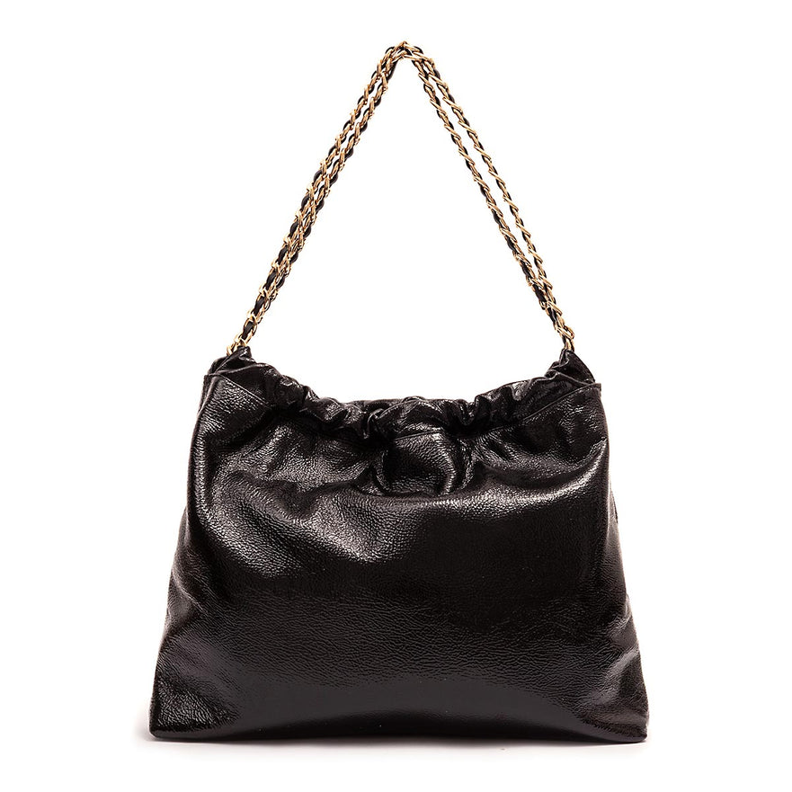 BOLSA DAYSE HOBO EM COURO GLOSS PRETO OURO