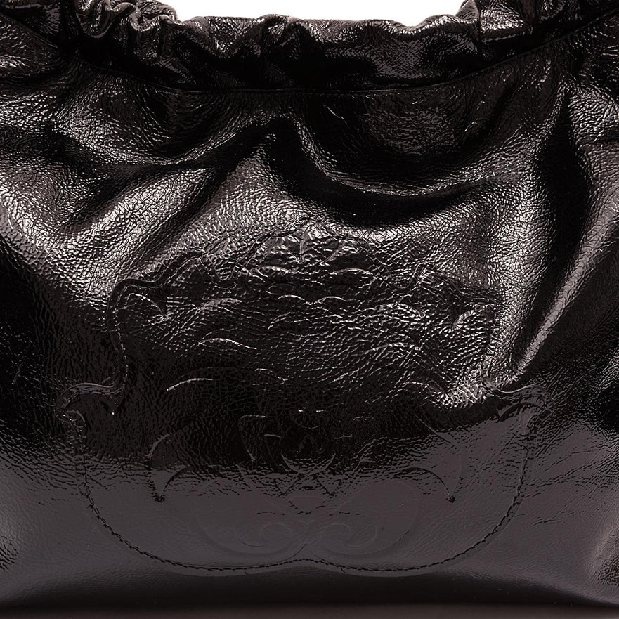 BOLSA DAYSE HOBO EM COURO GLOSS PRETO OURO