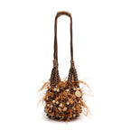 BOLSA SHOULDER LYRA MACRAMÊ CARAMELO