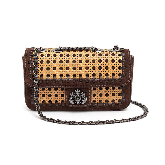 BOLSA BAGUETE ANNE PALHA CAMURÇA CAFÉ ONIX