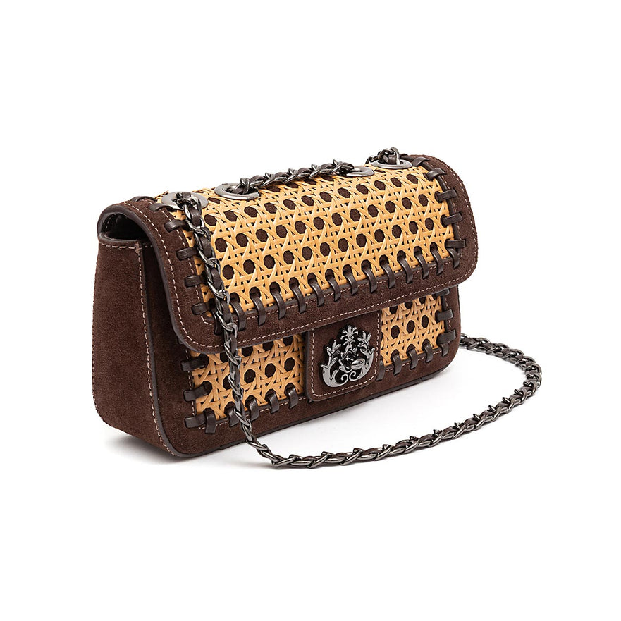 BOLSA BAGUETE ANNE PALHA CAMURÇA CAFÉ ONIX