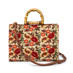 BOLSA MAXI TOTE FIORI BORDADA FRIDA CARAMELO
