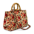 BOLSA MAXI TOTE FIORI BORDADA FRIDA CARAMELO