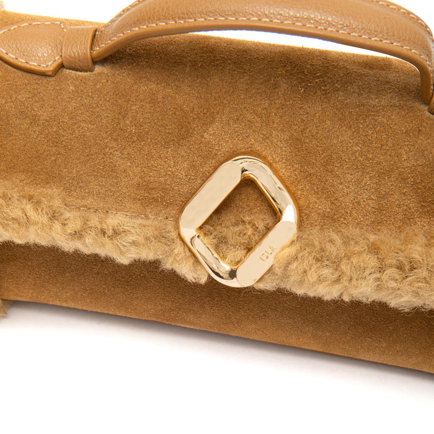 BOLSA TOPHANDLE AURORA WINTER EDITION CAMURÇA MEL/OVELHA CARAMELO / OURO