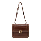 BOLSA BOX BAG AURORA NEW CROCO BROWNIE OURO