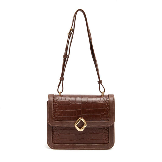 BOLSA BOX BAG AURORA NEW CROCO BROWNIE OURO