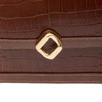 BOLSA BOX BAG AURORA NEW CROCO BROWNIE OURO