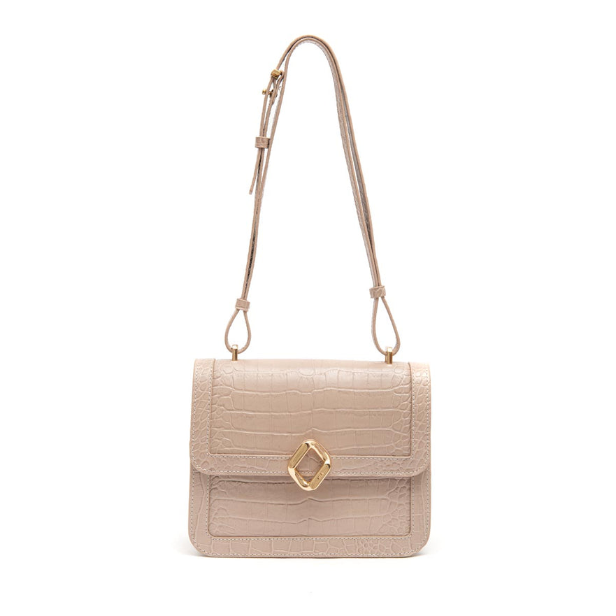BOLSA BOX BAG AURORA NEW CROCO NEVOA OURO