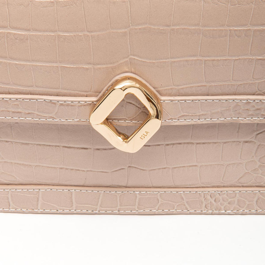 BOLSA BOX BAG AURORA NEW CROCO NEVOA OURO