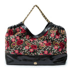 BOLSA MAXI SHOPPER DANNY PALHA FIORI BORDADA FRIDA PRETO