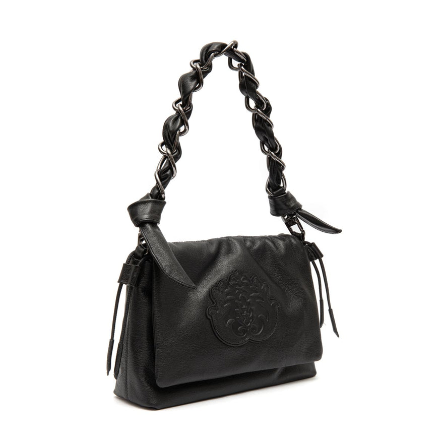BOLSA FLAP DAYSE EM COURO BODAN PRETO ONIX